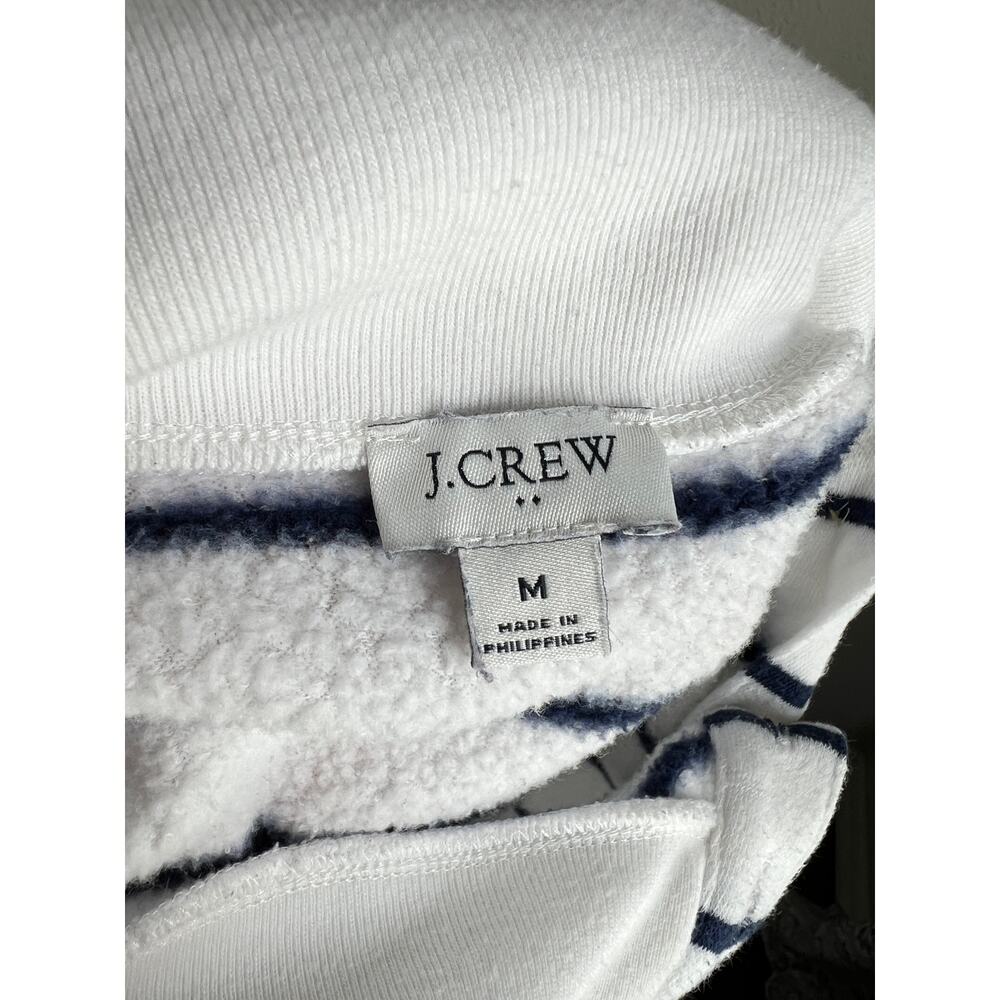 J. Crew Factory White Striped Wide Button Collar Pullover Sweatshirt Women's M - Picture 7 of 7